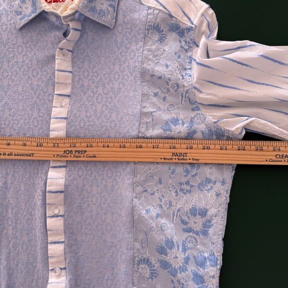 Robert Graham Limited Edition light blue patterned button down size L - Picture 7 of 9